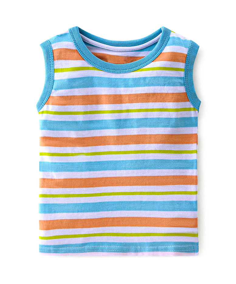 Cotton Stripes 3-4 Years/L Kids Sleeveless Tshirt (Pack of 5)