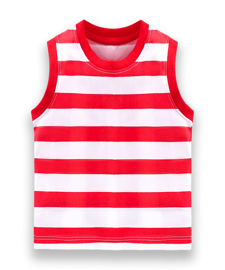 Cotton Stripes 3-4 Years/L Kids Sleeveless Tshirt (Pack of 5)