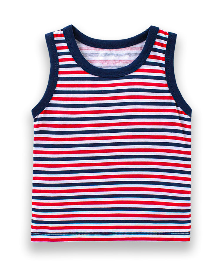 Cotton Stripes 3-4 Years/L Kids Sleeveless Tshirt (Pack of 5)