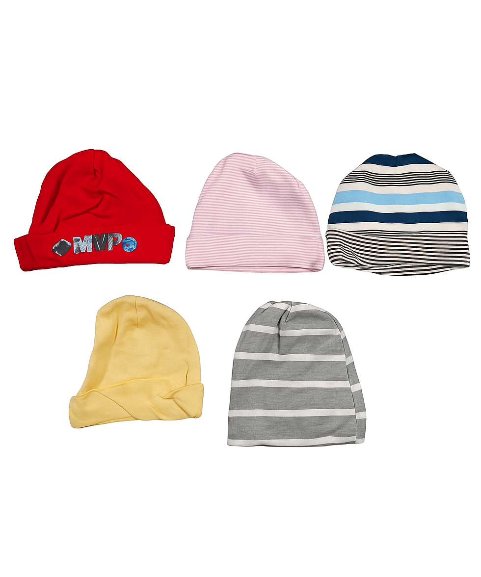 New Born Baby Soft Cotton Cap For Unisex 0-2 Years Pack Of 5 Pcs