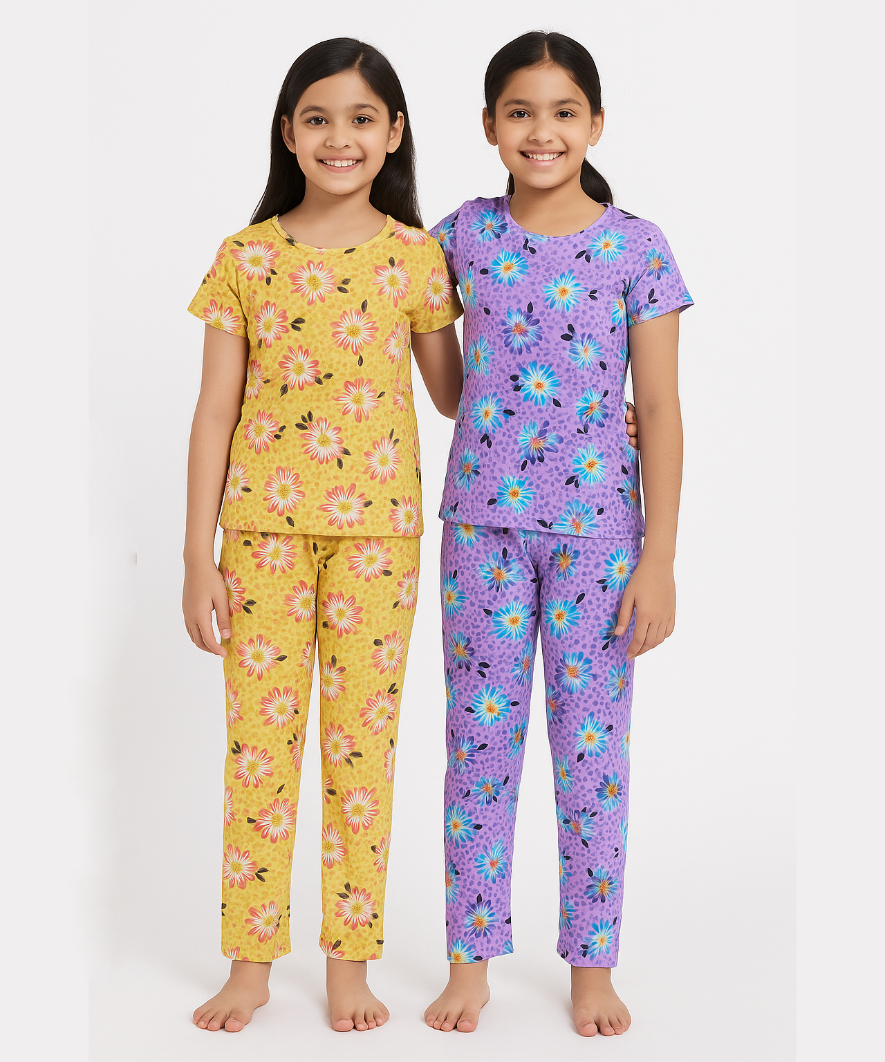 Polyster Girls Co-ord Set Combo / Age 11-12 Years XXL Size (Tshirt & Track Pant Set Pack of 2)