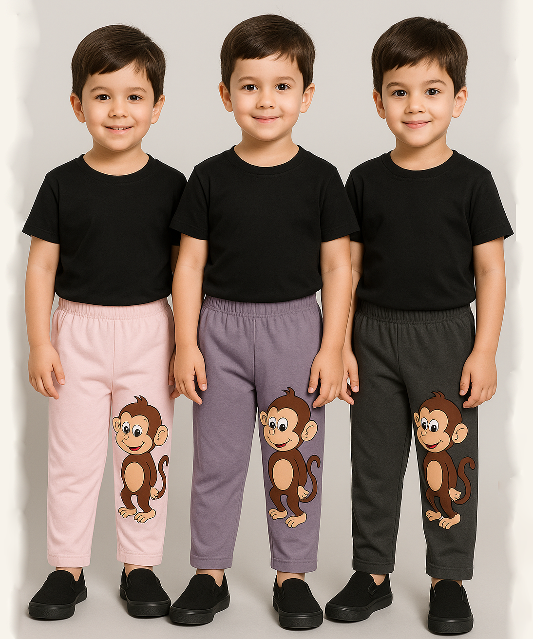 Pure Cotton Plain Trackpant for Casual Night wear for Kids Boys Age 4 To 5 Years S Size (Pack of 3)