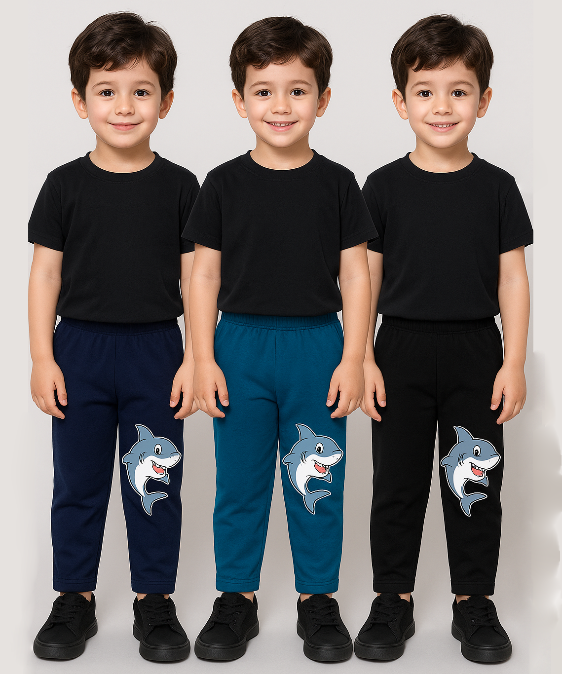 Pure Cotton Plain Trackpant for Casual Night wear for Kids Boys Age 5 To 6 Years M Size (Pack of 3)