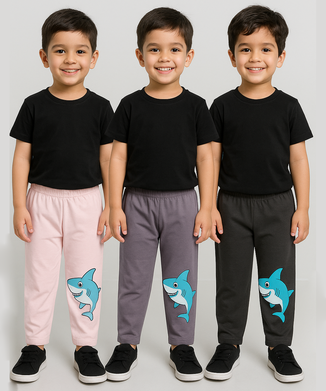 Pure Cotton Plain Trackpant for Casual Night wear for Kids Boys Age 5 To 6 Years M Size (Pack of 3)