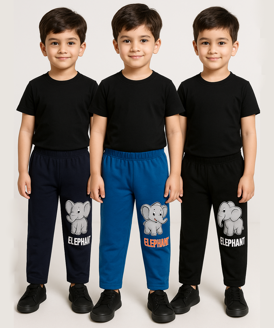 Pure Cotton Plain Trackpant for Casual Night wear for Kids Boys Age 6 To 7 Years L Size (Pack of 3)