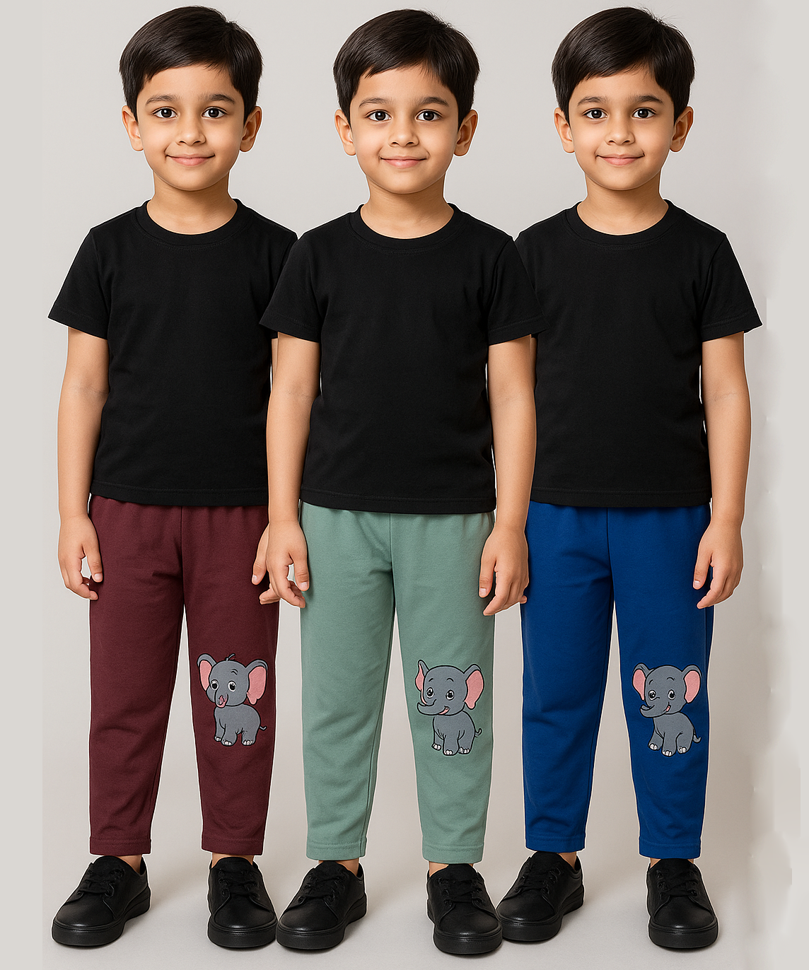 Pure Cotton Plain Trackpant for Casual Night wear for Kids Boys Age 6 To 7 Years L Size (Pack of 3)