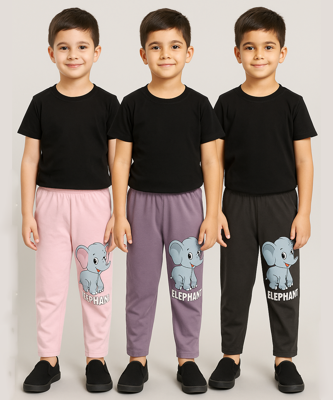 Pure Cotton Plain Trackpant for Casual Night wear for Kids Boys Age 6 To 7 Years L Size (Pack of 3)