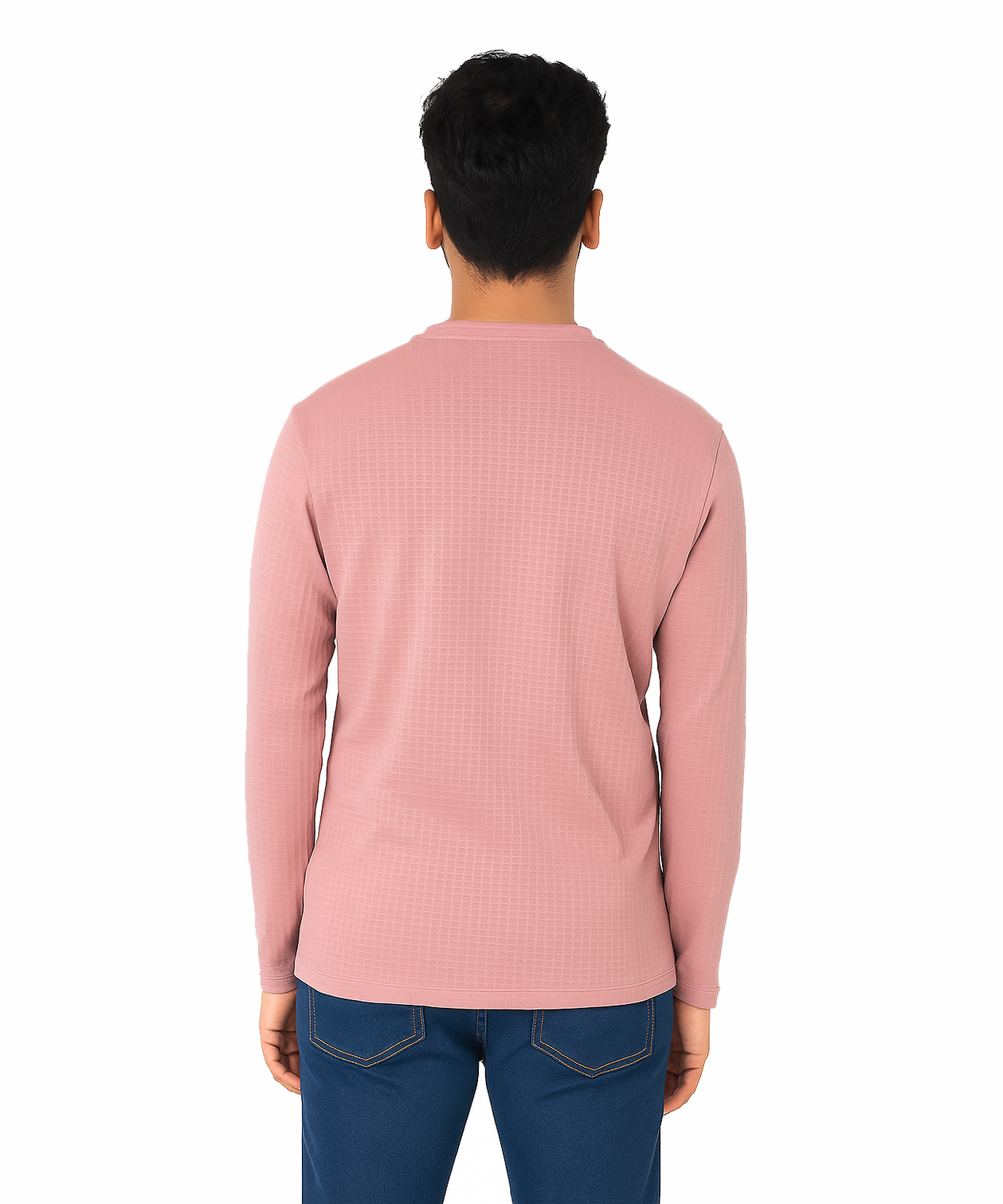 Tea Rose / Solid Men's Bubble Polyester Regular Fit Round Neck Full Sleeve T-Shirt