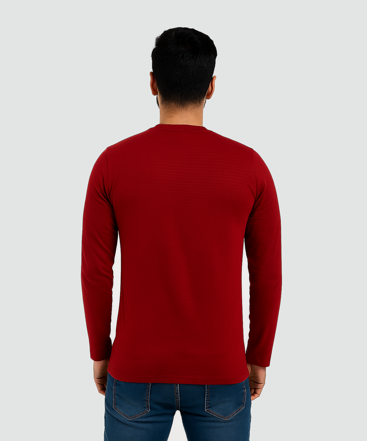 Marron / Solid Men's Bubble Polyester Regular Fit Round Neck Full Sleeve T-Shirt
