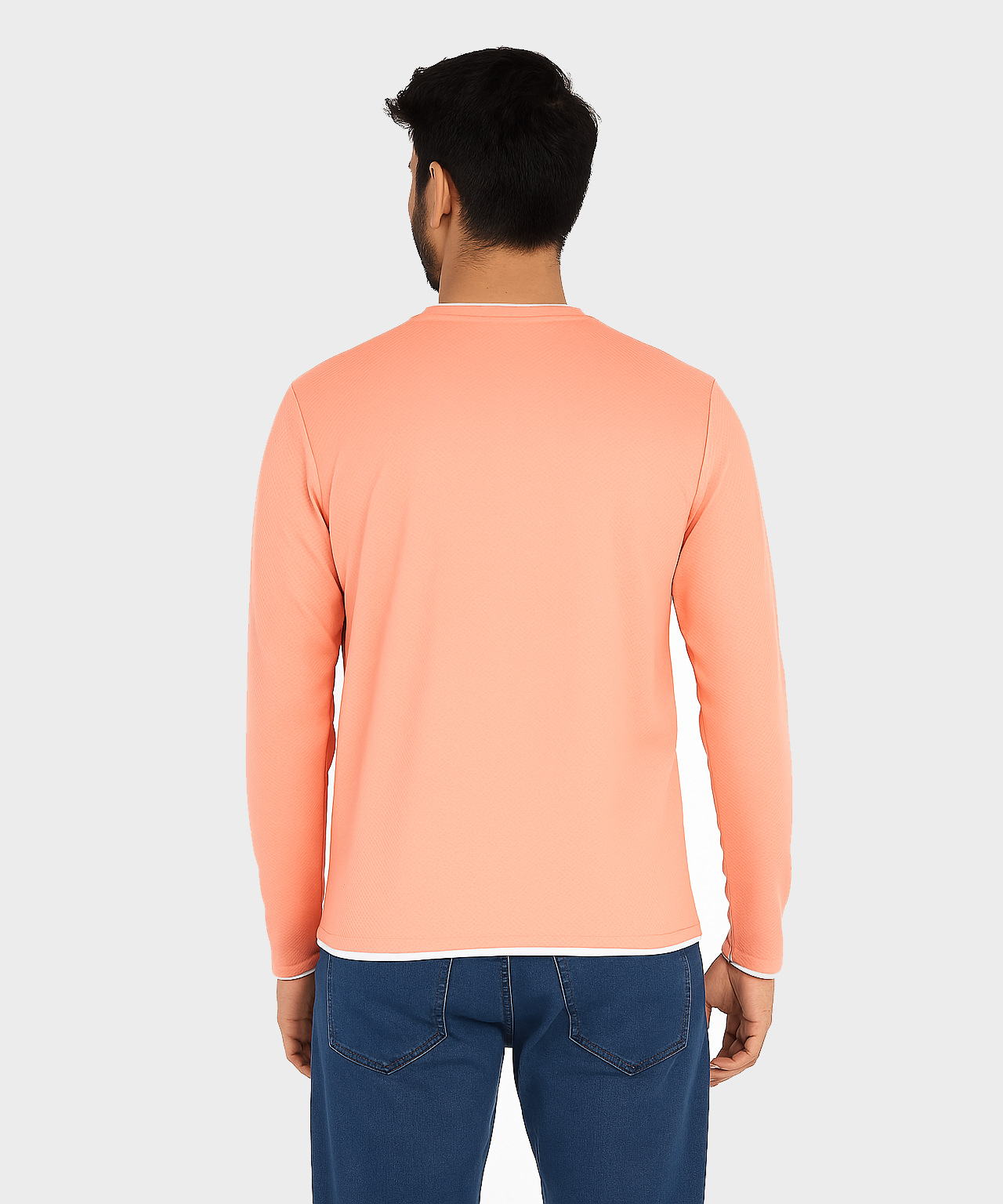 Pink Orange / Solid Men's Polyester Regular Fit Round Neck Full Sleeve T-Shirt