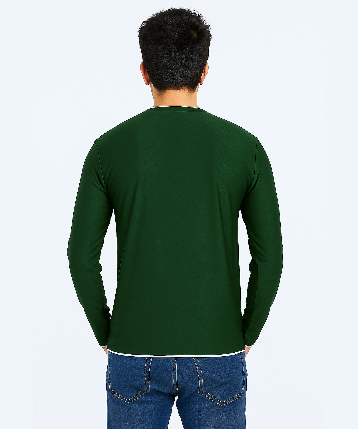 Light Green / Solid Men's Polyester Regular Fit Round Neck Full Sleeve T-Shirt