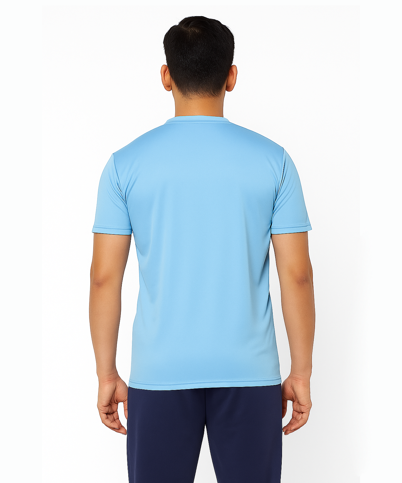 Sky Blue Solid Men's Round Neck T shirt Polyester Dry-Fit  Active Wear/Sports wear Tshirt