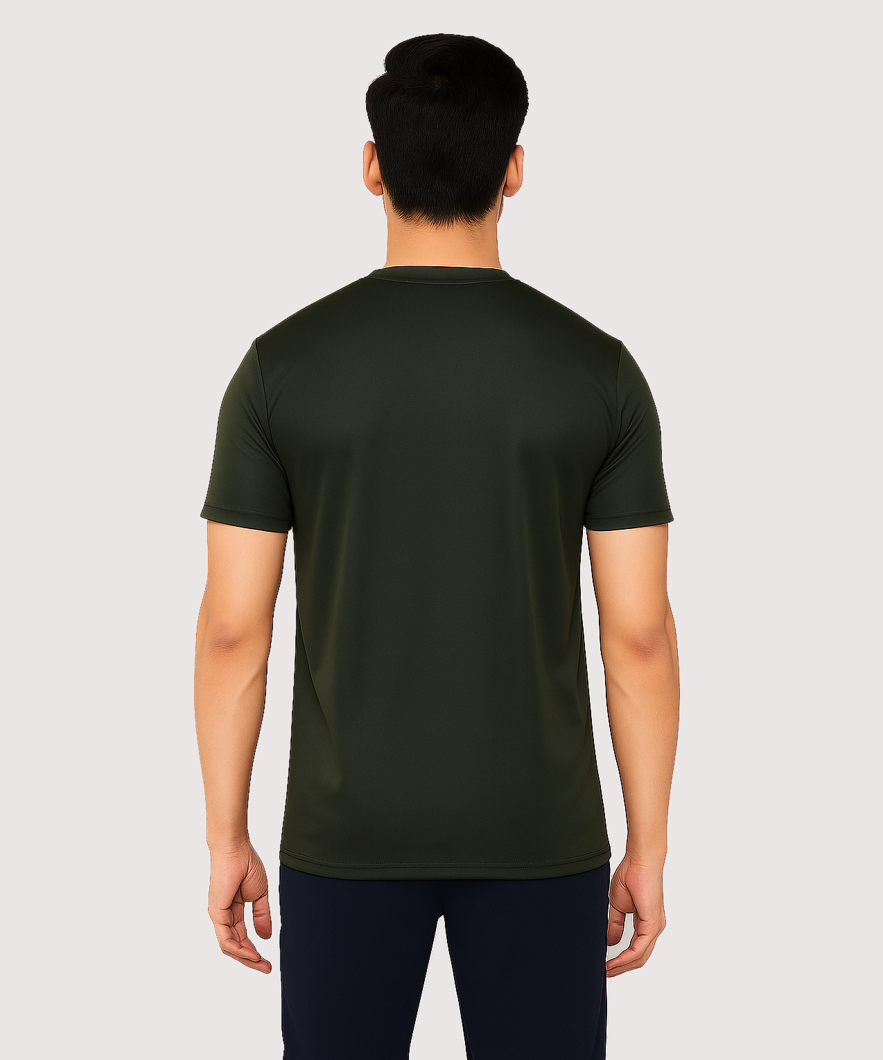 Dark Green Solid Men's Round Neck T shirt Polyester Dry-Fit Active Wear/Sports wear Tshirt