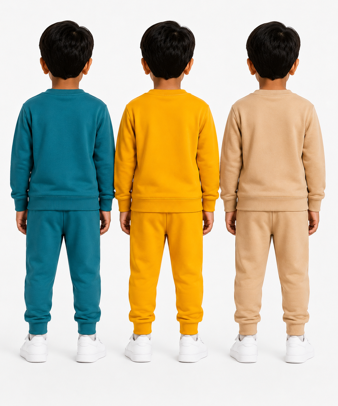 Boys Full Sleeve Cotton Winter Co-Ord Set | Typography Chest Printed Sweatshirt & Jogger Track Pant | Age 1 to 4 Years (Pack of 3 Sets)