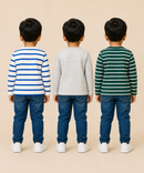 Kids Boys Cotton Stripes Full Sleeve T-shirt | Age 0-3 Years (Pack of 3)