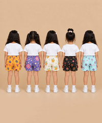 Girls Printed Cotton Shorts | Soft Elastic Waist Casual Shorts | Age 4 to 12 Years (Pack of 5 Pieces)