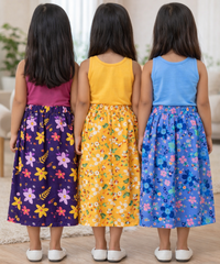 Rayon Floral Printed Skirt | Casual wear for Girl Kids Age 1 To 6 Years (Pack of 3)