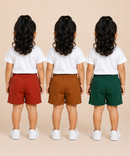Pure Cotton Plain Shorts for Girls Kid with Elastic Age 3 Months to 4 Years (Pack of 3)