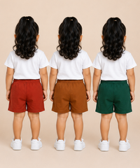 Pure Cotton Plain Shorts for Girls Kid with Elastic Age 3 Months to 4 Years (Pack of 3)