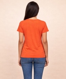 Premium Woman Half Sleeve T-Shirt / Round Neck Printed T-Shirt / Orange Color