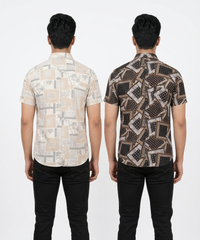 Men's Printed Casual Half Sleeve Shirt | Size - L,XL,2XL | Regular Fit Summer Resort Shirts for Men | Pack Of 2 Piece Combo
