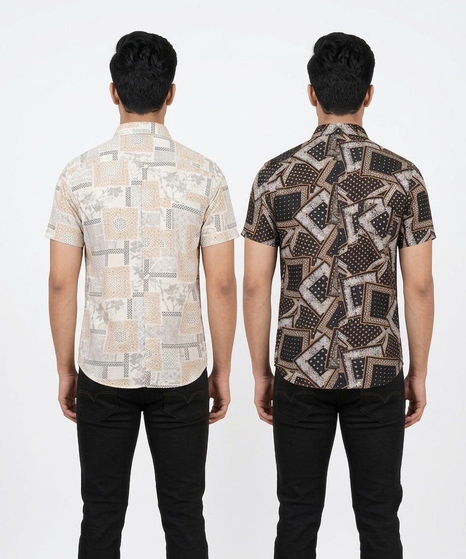 Men's Printed Casual Half Sleeve Shirt | Size - L,XL,2XL | Regular Fit Summer Resort Shirts for Men | Pack Of 2 Piece Combo