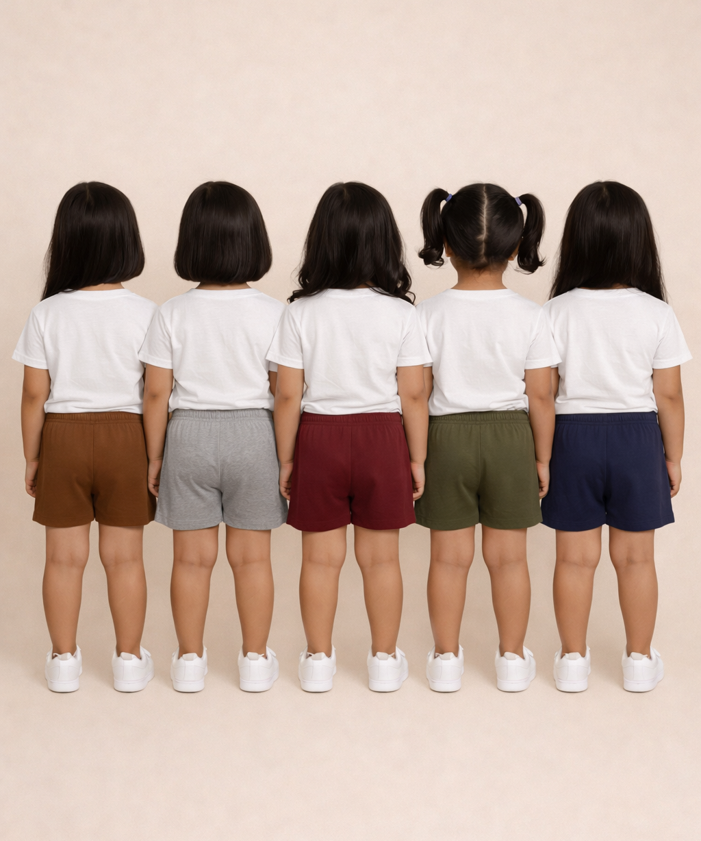 Pure Cotton Plain Shorts for Boys Kid with Elastic Age 1 to 4 Years (Pack of 10)