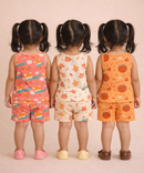 Girls Cotton Cartoon Printed Kids Sleeveless Set Combo | Age 0 to 3 Years | Sleeveless T-shirt & Shorts Co-ord Set (Pack of 3 Sets)