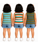 Cotton Stripes Girls Kids Sleeveless Tshirt (Pack of 3)