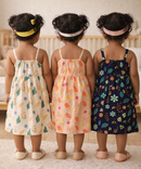 Girl Baby Sleeveless Cotton Frock Printed with Underwear | Age 0 to 6 Months (Pack of 3 Pieces)