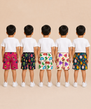Boys Kids Pure Cotton Printed Shorts with Elastic | Age 4 to 5 Years (Pack of 5 Pieces)