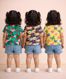 Kids Girls Cotton Printed T-shirt | 0 to 3 Years (Pack Of 3 Pieces)