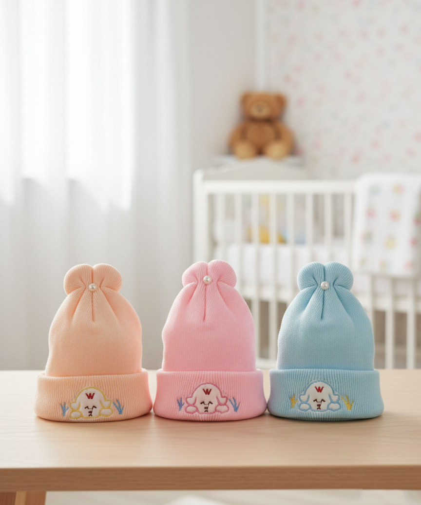 Premium Soft Cotton Baby Beanie Cap for Babies and Kids | Imported Woolen Fabric