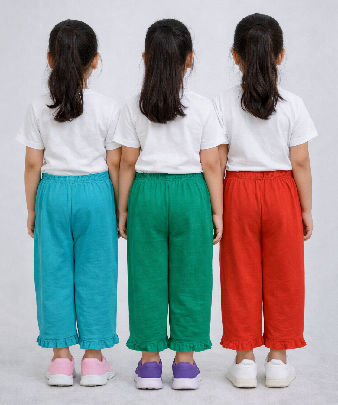 Pure Cotton Embroidered 3/4 Pajama Pant for Casual wear for Girl Kids Age 0 To 6 Years (Pack of 3)