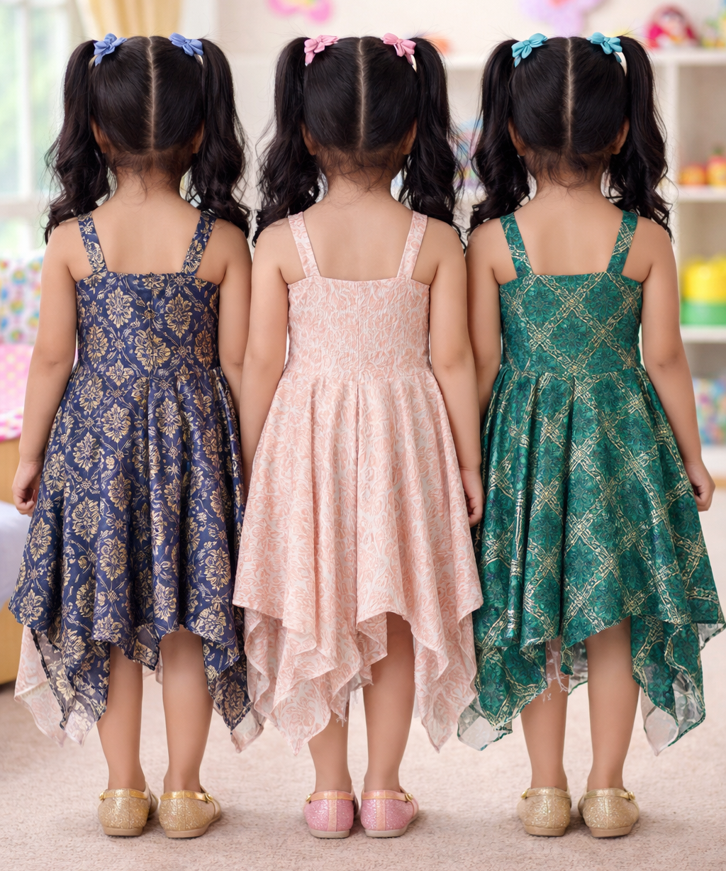 Fish Frock Floral Printed | Casual wear for Girl Kids Age 2 To 7 Years (Pack of 3)