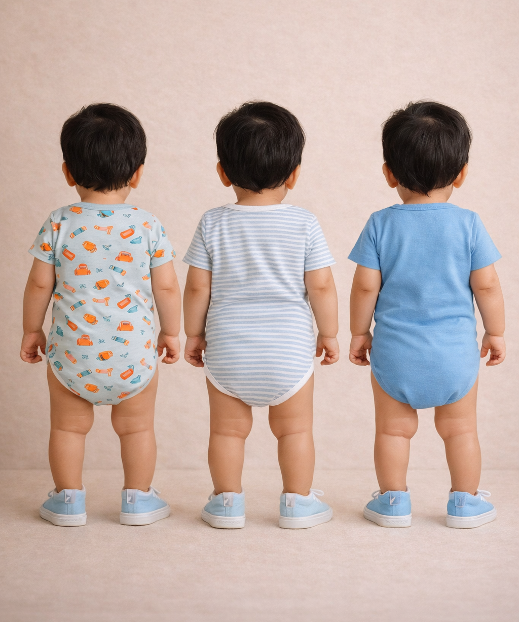 Boy & Girl Baby Half Sleeve Bodysuit | 100% Pure Cotton | Age 0-12 Months (Pack of 3 Combo)