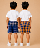 Kids Boys Checkered & Printed Cotton Shorts | Age - 5 to 10 Years | Soft Elastic Waist Casual Shorts | Combo Pack of 2 Pieces