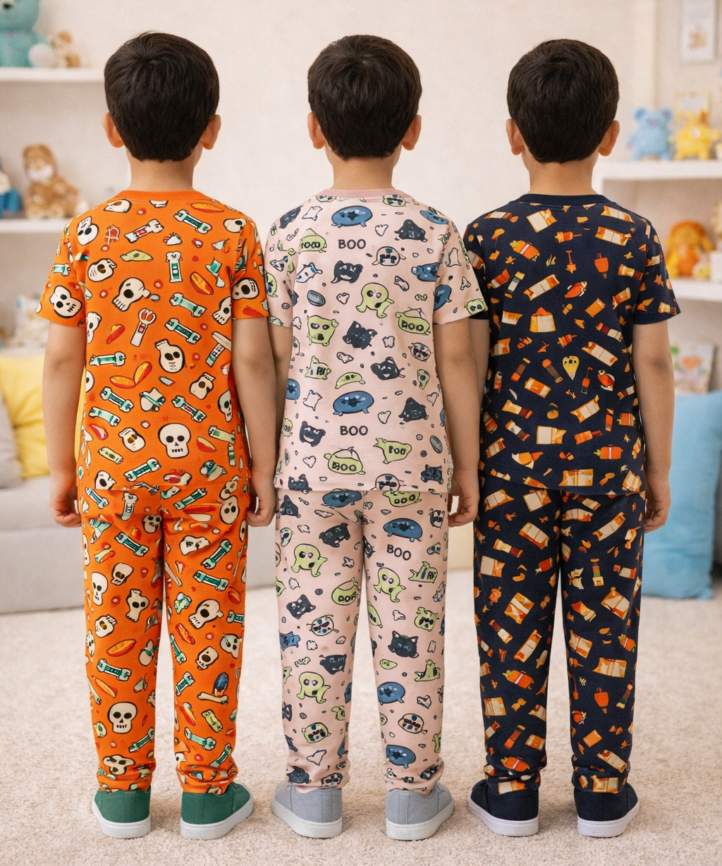 Boys Cotton Cartoon Printed Kids Co-ord Set Combo | Age 0 to 5 Years | T-shirt & Track pant (Combo Set Pack of 3)