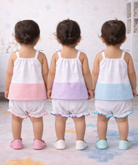 Boy & Girl Baby Printed Top Knot Dress | Top and Shorts Set | 100% Pure Cotton (Pack of 3 Sets Combo)