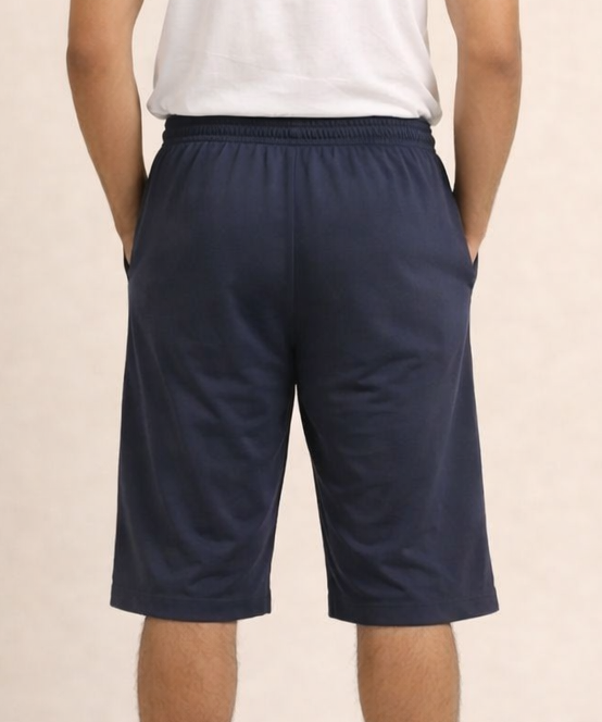 Men's Cotton Fabric 3/4 Shorts for Regular Wear | Navy Color | Sizes M, L, XL, 2XL | Rolls Run
