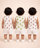 Baby Girls Sleeveless Muslin Cotton Printed Jebla Vest | 3–12 Months (Pack of 3)