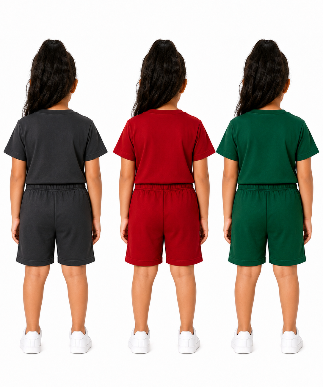 Kids Typography Print T-Shirt & Shorts Co-Ord Set for Girls | Age 6 Months-3 Years | Pack Of 3 Set Combo