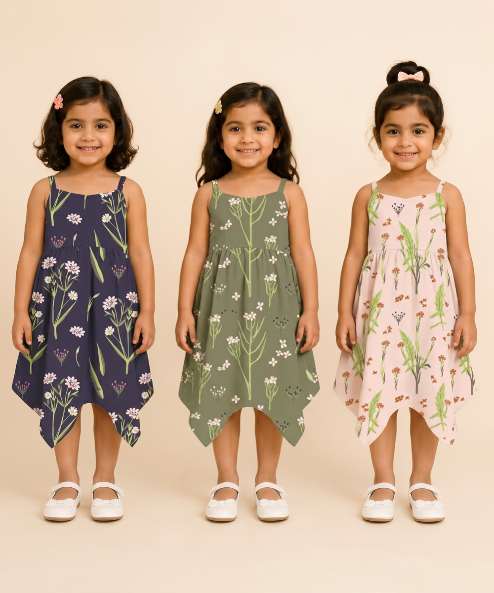 Fish Frock Floral Printed | Casual wear for Girl Kids Age 1 To 6 Years (Pack of 3)