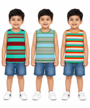 Cotton Stripes Kids Sleeveless Tshirt (Pack of 3)