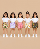 Girls Printed Cotton Shorts | Soft Elastic Waist Casual Shorts | Age 4 to 12 Years (Pack of 5 Pieces)
