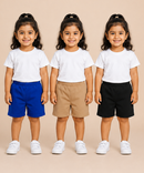 Pure Cotton Plain Shorts for Girls Kid with Elastic Age 3 Months to 4 Years (Pack of 3)
