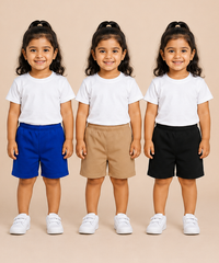 Pure Cotton Plain Shorts for Girls Kid with Elastic Age 3 Months to 4 Years (Pack of 3)