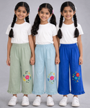 Pure Cotton Embroidered 3/4 Pajama Pant for Casual wear for Girl Kids Age 0 To 6 Years (Pack of 3)