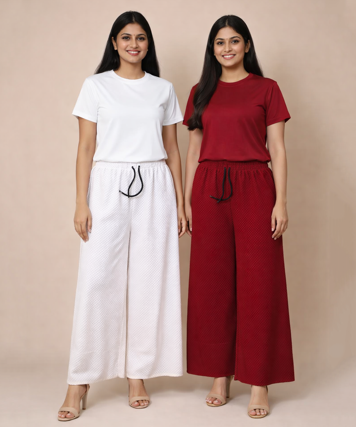Birdseye Mesh Palazzo Pant | Casual Night wear for Women (Pack of 2)