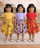 Cotton Fish Midi Floral Printed Skirt | Casual wear for Girl Kids Age 2 To 9 Years (Pack of 3)